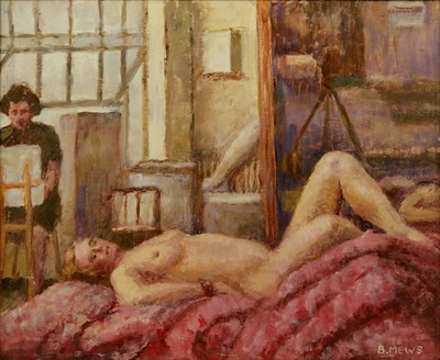 Lot 344 - B * Mews The life model, signed, oil on board,...