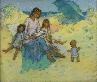 Lot 380 - Jean Young (1914-1995) Mother and children...