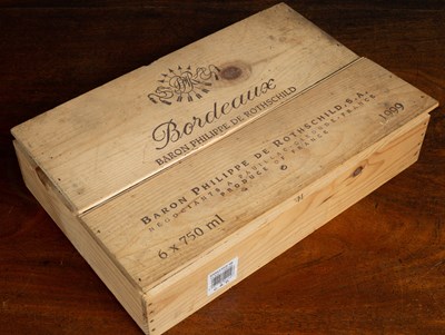 Lot 1028 - A case of six 1999 Baron Philippe de Rothschild Bordeaux in original case