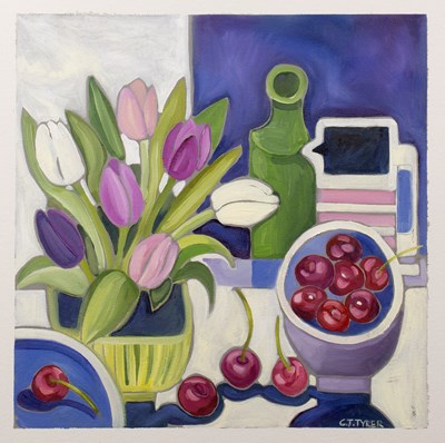 Lot 155 - Carolyn Tyrer (Contemporary) 'Tulips and...