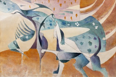 Lot 207 - George Cannon (b.1930) 'Hound dog and...