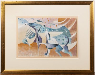 Lot 207 - George Cannon (b.1930) 'Hound dog and...