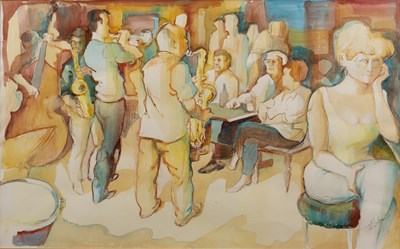 Lot 184 - W B Hinton (Contemporary) 'Untitled jazz club',...