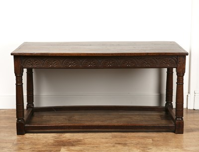 Lot 56 - Oak plank top refectory table 18th Century and...