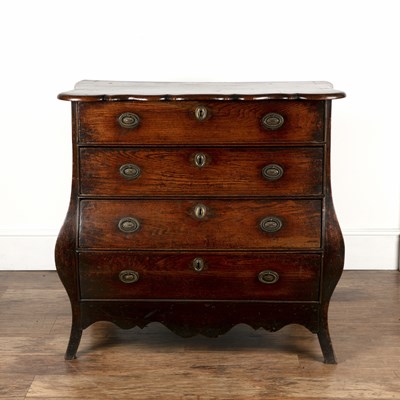 Lot 61 - Bombe oak chest of drawers Dutch, 18th Century,...