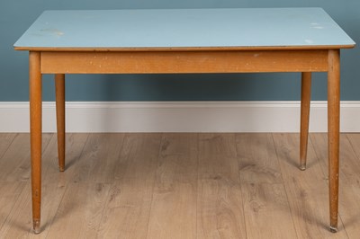 Lot 426 - A mid to late 20th century blue formica topped beechwood kitchen table