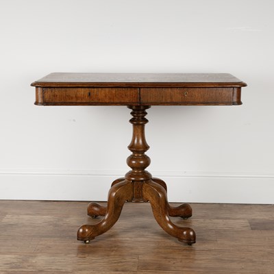 Lot 231 - Oak library table 19th Century, with two...