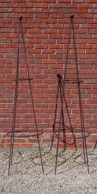 Lot 1325 - A pair of wrought iron conical plant supports