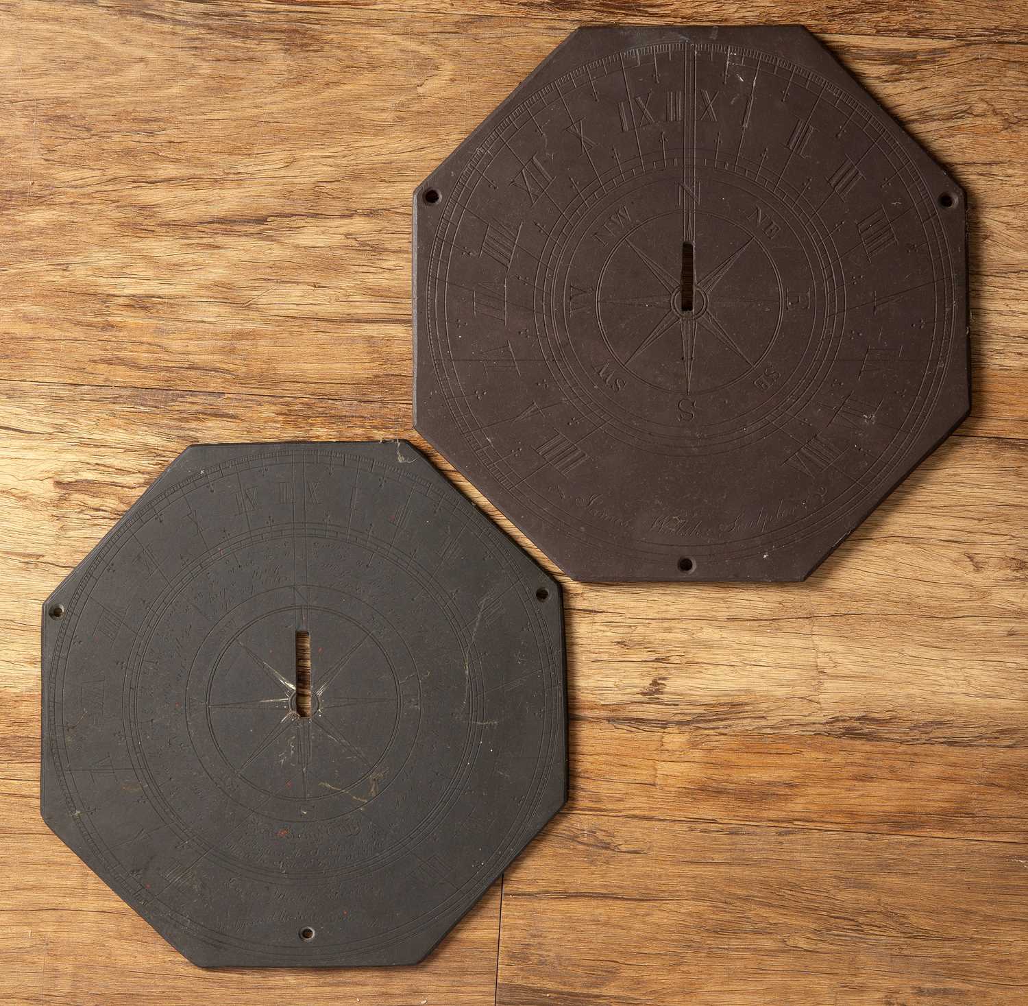 Lot 125 - Two James Walsh slate sundials 19th Century,...