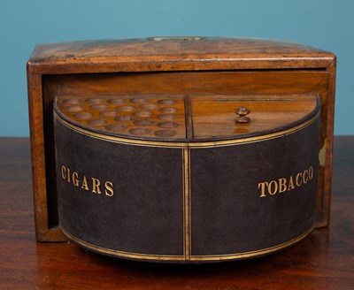 Lot 401 - A Victorian walnut cigar and tobacco box