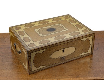 Lot 223 - Export gold and silver lacquer workbox Chinese,...