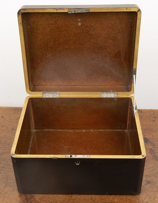 Lot 219 - Black lacquer tea caddy Japanese, with a fan...