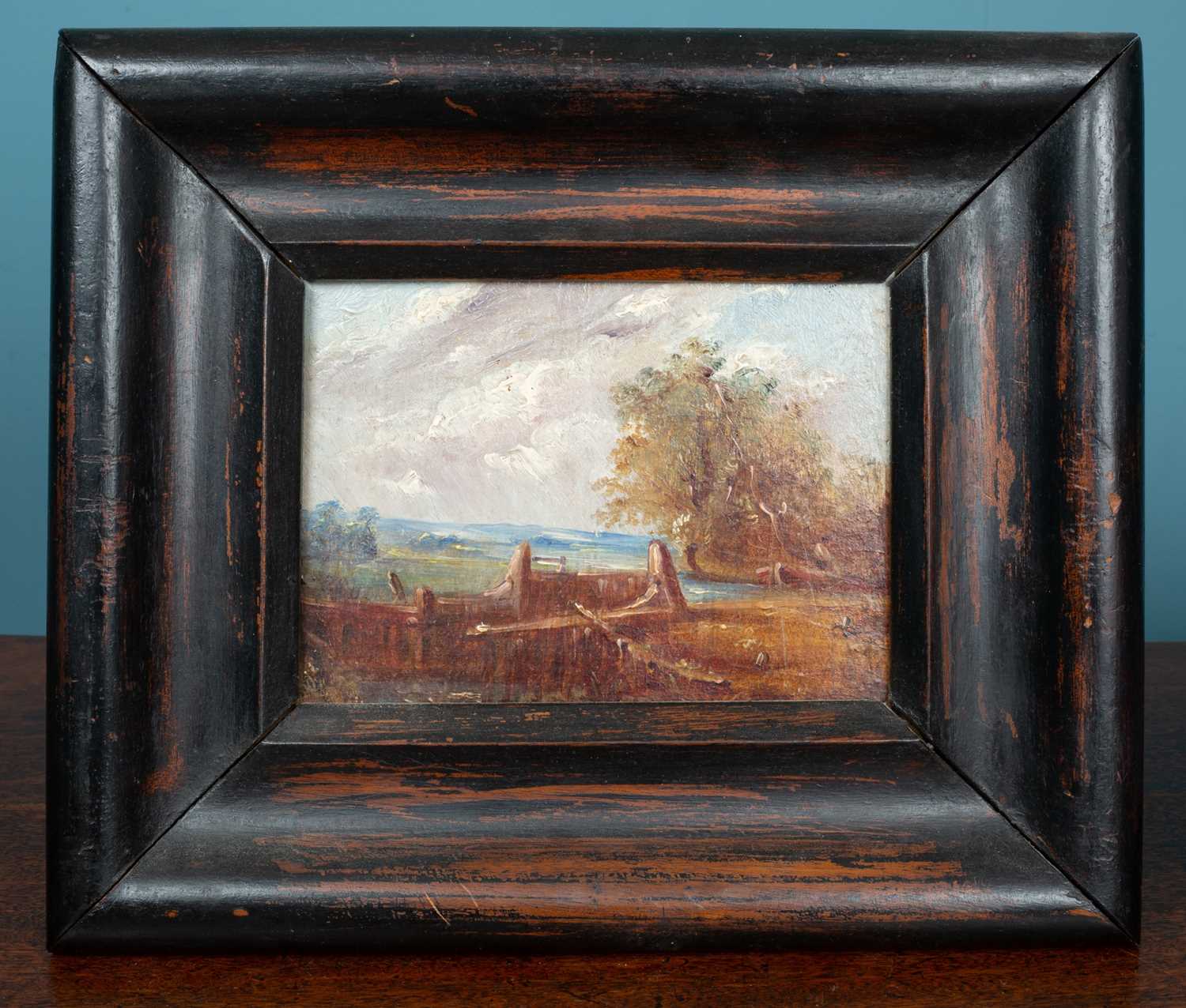 Lot 437 - 19th century English school, countryside view with canal and lock