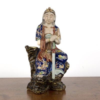 Lot 127 - Polychrome standing warrior figure Japanese,...