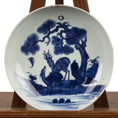 Lot 524 - Blue and white dish Chinese painted with a...