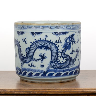 Lot 217 - Blue and white planter Chinese, painted with...