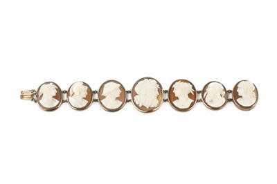 Lot 54 - An enamel panel bracelet, designed as a series...