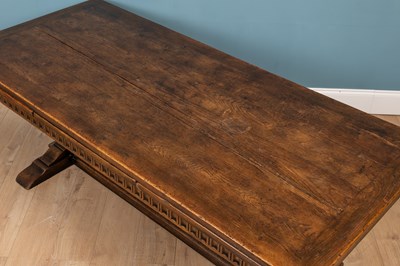 Lot 435 - A 17th century style oak draw leaf refectory or dining table