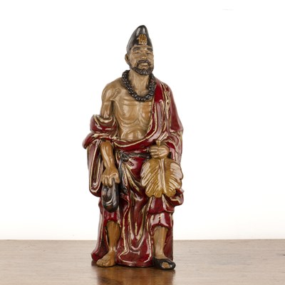 Lot 126 - Shiwan standing figure Chinese the part glazed...