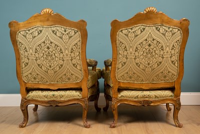 Lot 68 - A pair of 18th century style French large armchairs