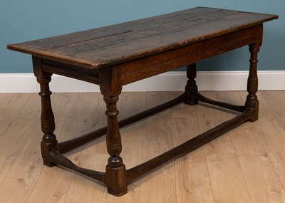 Lot 424 - An antique, possibly 17th century, oak refectory table