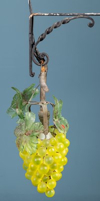 Lot 370 - A decorative, possibly Continental, glass hanging lantern in the form of a bunch of grapes