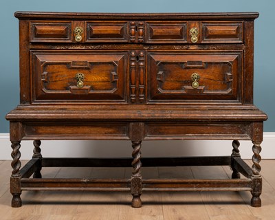 Lot 407 - A 17th century and later chest on stand