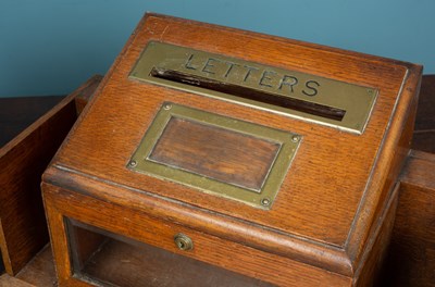 Lot 335 - A posting box from Kenfield Hall, together with a mahogany miniature chest of drawers