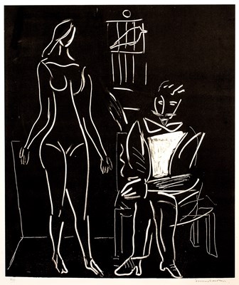 Lot 120 - Sonia Lawson (b.1934) Nude and Seated Man...