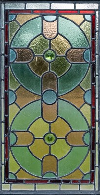 Lot 1282 - A pair of old, possibly 19th century, leaded glass windows