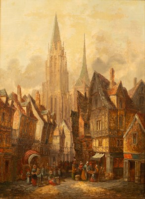 Lot 130 - Alfred Bentley (British, b.1879-d.1923), French city scene