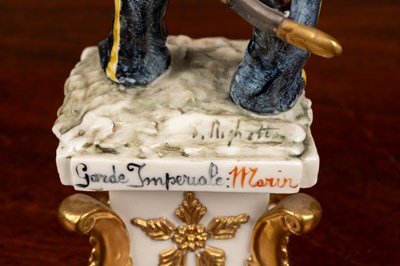 Lot 69 - A pair of porcelain models of Napoleonic soldiers by Guido Cacciapusti