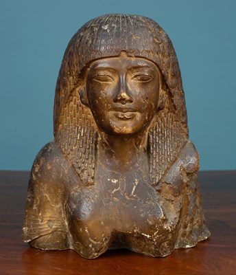 Lot 537 - A painted plaster bust of an Ancient Egyptian female