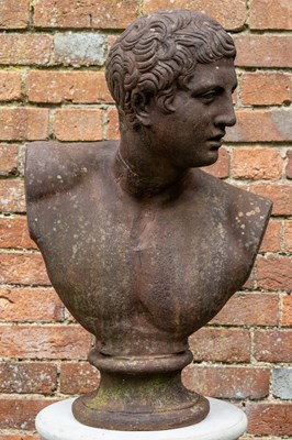 Lot 1316 - A cast iron bust after the antique possibly of Mercury