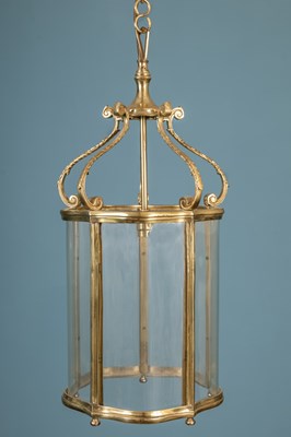 Lot 190 - A brass four-glass hall lantern