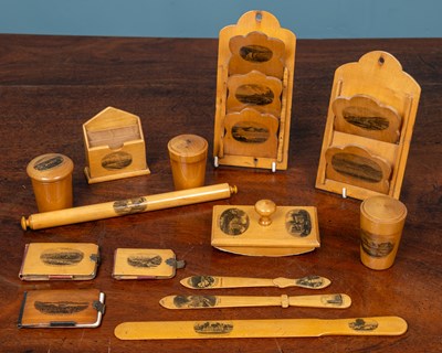 Lot 90 - A group of fourteen various 19th century and later Mauchline souvenir wares