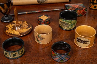 Lot 89 - A group of 19th century and later Mauchline wares, tartan wares, etc