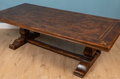 Lot 345 - An 18th century French style refectory table with burr elm inset top