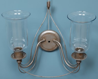 Lot 529 - A set of four painted wrought iron wall lights