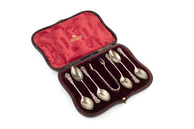 Lot 219 - A set of six late Victorian silver teaspoons,...