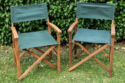 Lot 1362 - Two green canvas covered directors chairs
