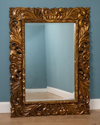 Lot 476 - A large contemporary gilt rectangular wall mirror