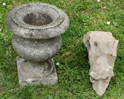 Lot 1217 - A turned marble urn and a grotesque