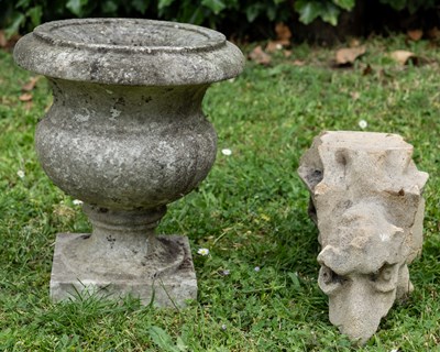 Lot 1217 - A turned marble urn and a grotesque