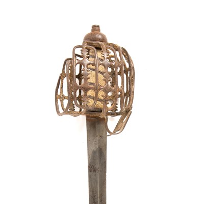 Lot 200 - An antique Scottish basket hilt sword, with a...