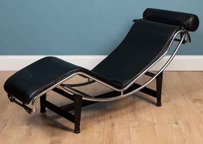 Lot 272 - After Le Corbusier LC4, a chrome and leather chaise