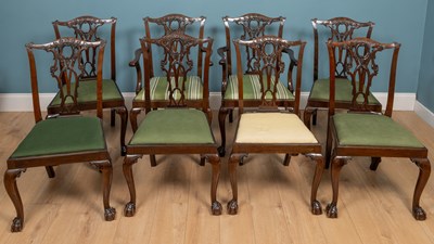 Lot 253 - A set of eight Chippendale style dining chair