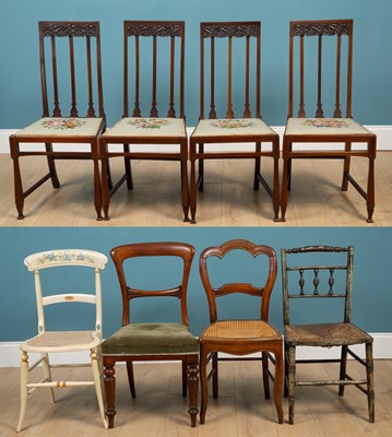 Lot 332 - A set of four Edwardian dining chairs together with eight further chairs