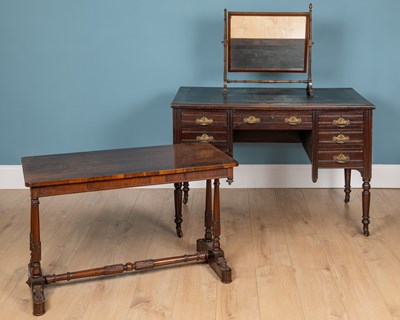 Lot 333 - An Edwardian dressing table together with an Edwardian mahogany swing mirror and a Victorian mahogany side table