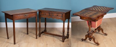 Lot 487 - A Dutch style games table together with two side tables